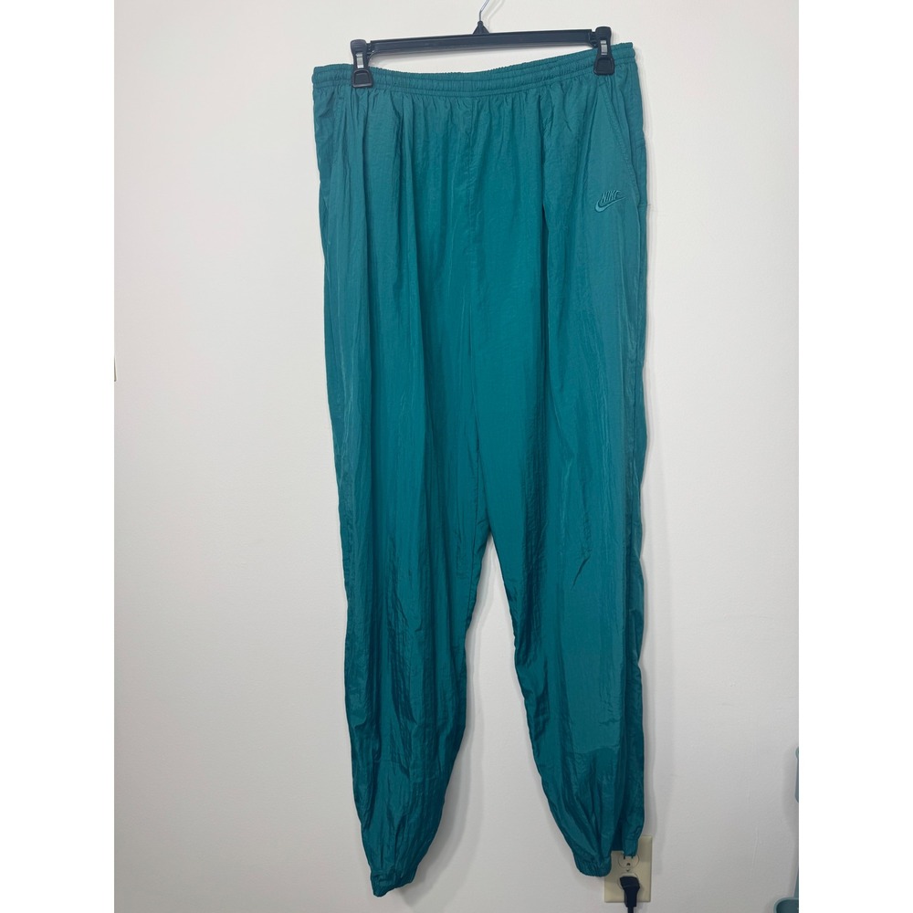 Vintage Nike Track Pants Teal Green Nylon Windbreaker Joggers XXL 90s Retro